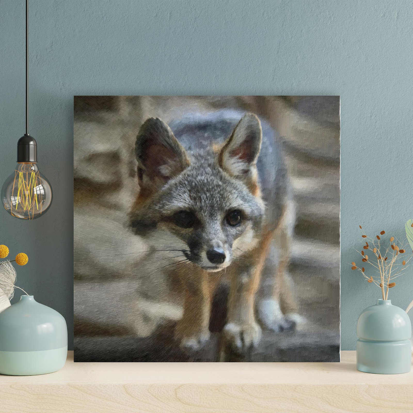 Millwood Pines Gray And Brown Fox On Gray Surface - 1 Piece Square ...